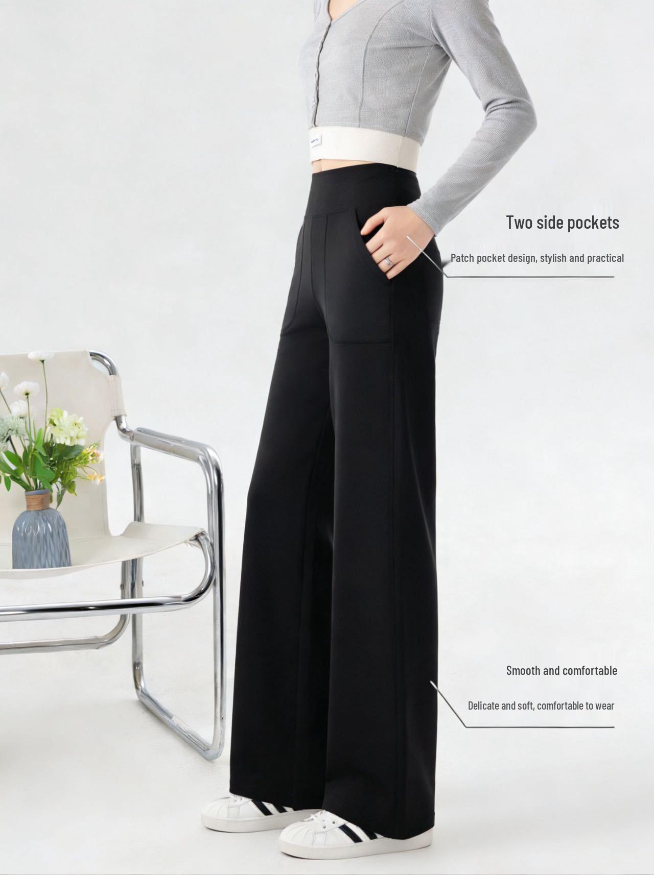 

High Waist Micro Flare Yoga Pants with Pockets L 110-130 lbs чёрный