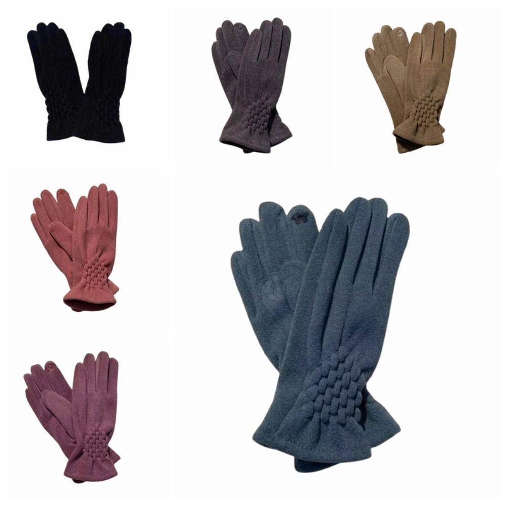 Solid Color Gloves Thickened Winter Mittens Temperament Suede Velvet Gloves Women