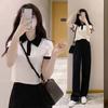 Summer Fashion Trendy Junior-style Slimming Student Girl's Ensemble Set of Two Pieces for Women