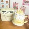 Ceramic Mug With Lid Cartoon Birthday Gift Cup Women'S Office Coffee Cup Household Water Cup Creative Gift Box
