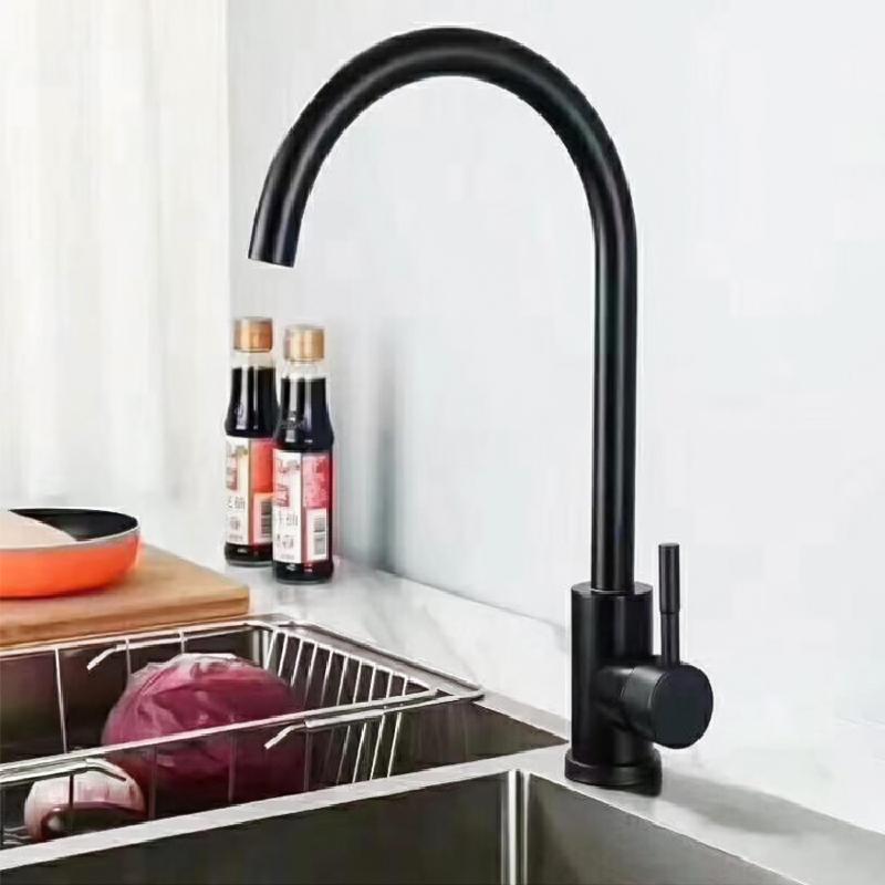 Taps for Kitchen Sinks Deck Mounted Modern Black Kitchen Sink Stainless Steel Faucet