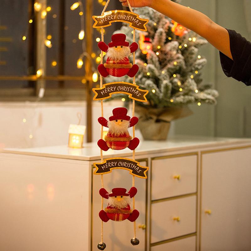 Christmas Decorations Wooden Snowmen Santa Claus Reindeer Door Hanging Ornament XmasTree Indoor Scene Layout Home New Year Decor