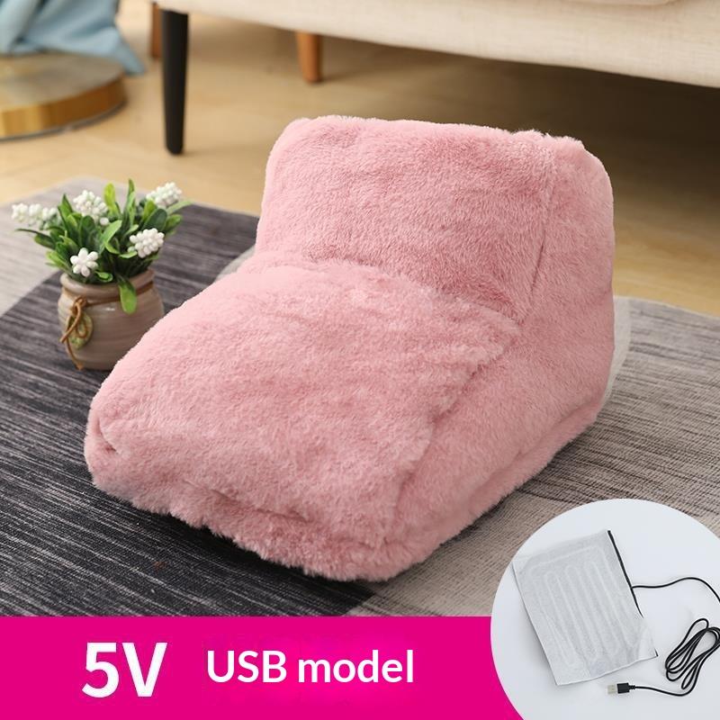 

Usb Electric Heater Foot Warmer Heated Comfort Plush Cushion Couple Warm Foot Cover Feet Heating Pads For Home Sleeping розовый