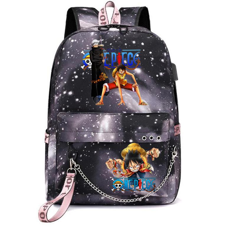 One Piece Print USB School Bag for Primary and Secondary School Students Men and Women Webbing Backpack