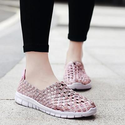 Fashion Women Flat Shoes Elastic Band Weave Shoe Soft Sole Fisherman Shoes Comfortable Colorblock Lattice Loafers