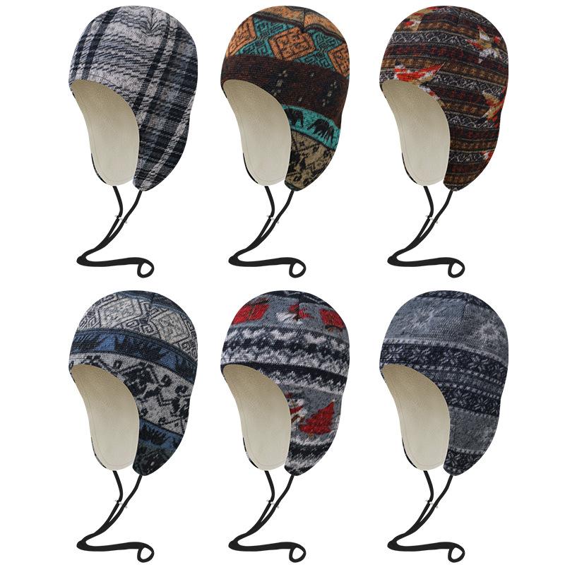 Autumn and winter double-layer windproof cycling cap buckle inner fleece imitation cashmere lock temperature warm hat