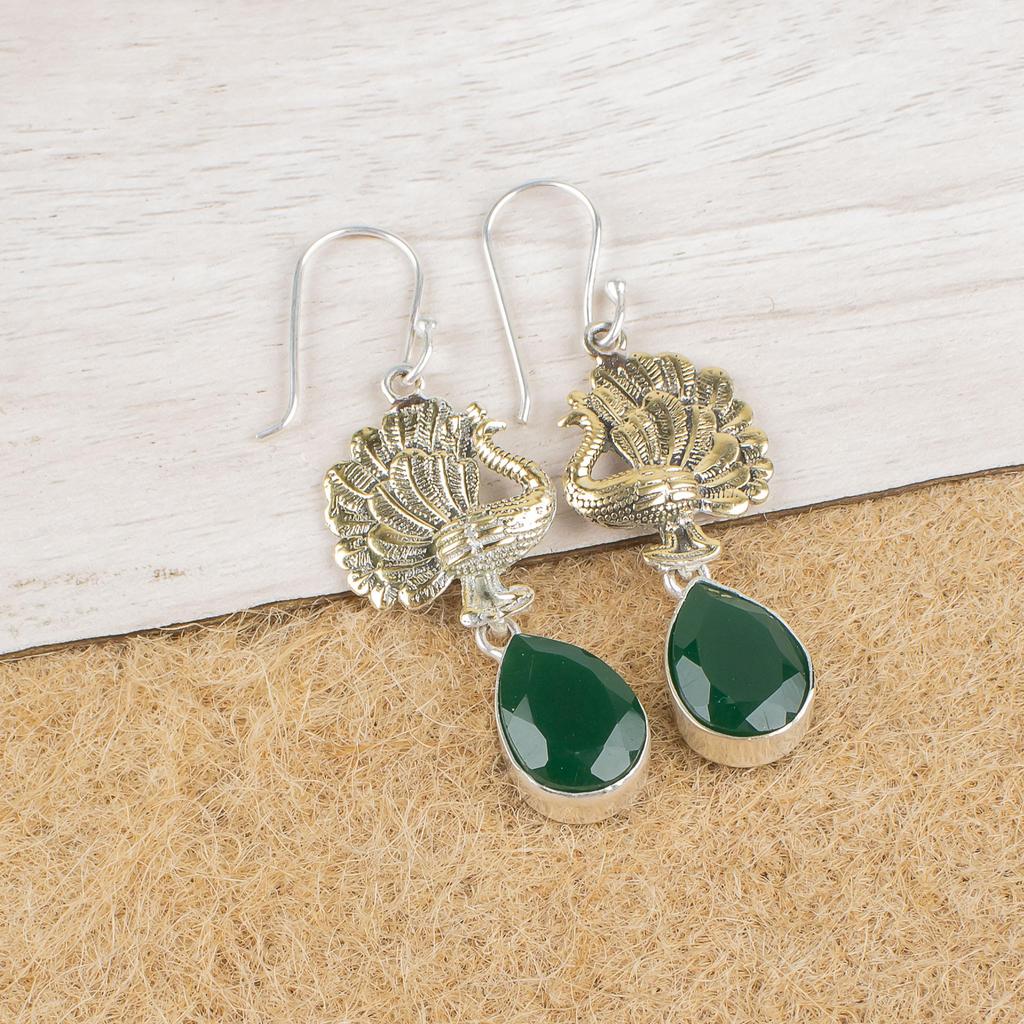 Green Onyx Earrings, 925 Sterling Silver Jewelry, Gift For Women Handmade Earrings Gemstone Jewelry