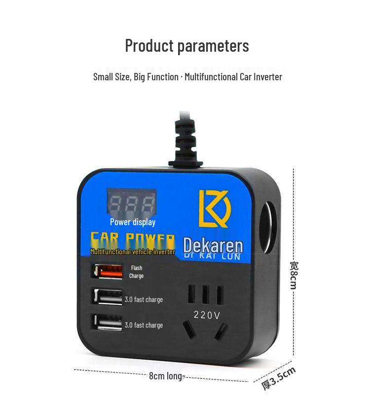 Truck & Car Power Inverter: 12V/24V To 220V Multi-Function Charger Adapter