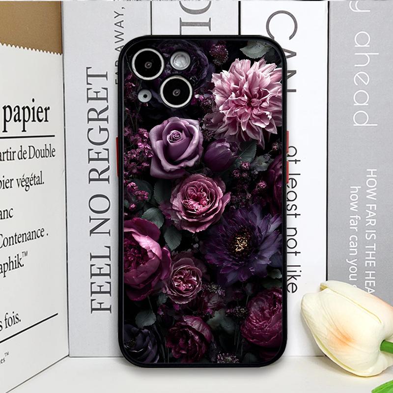Stylish Black Rose Deep Purple Flower Phone Case for Samsung Galaxy S26 S25 S24 S24+ S23 Ultra S22 Plus S21 FE S20 Floral Cover