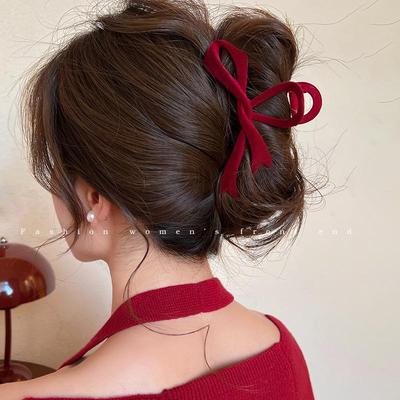 2024 Red Velvet Shark Hair Clip: Versatile Autumn Claw for Back of Head