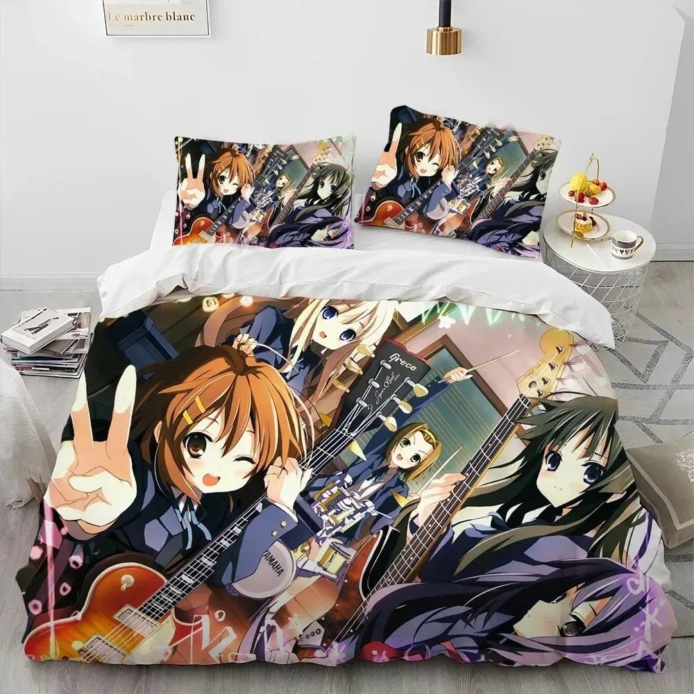 3D K-ON Cartoon Cute Lolita Kawaii Girls Bedding Set Printed With Pillowcase Duvet Cover Soft Queen King Size Bedclothes Home