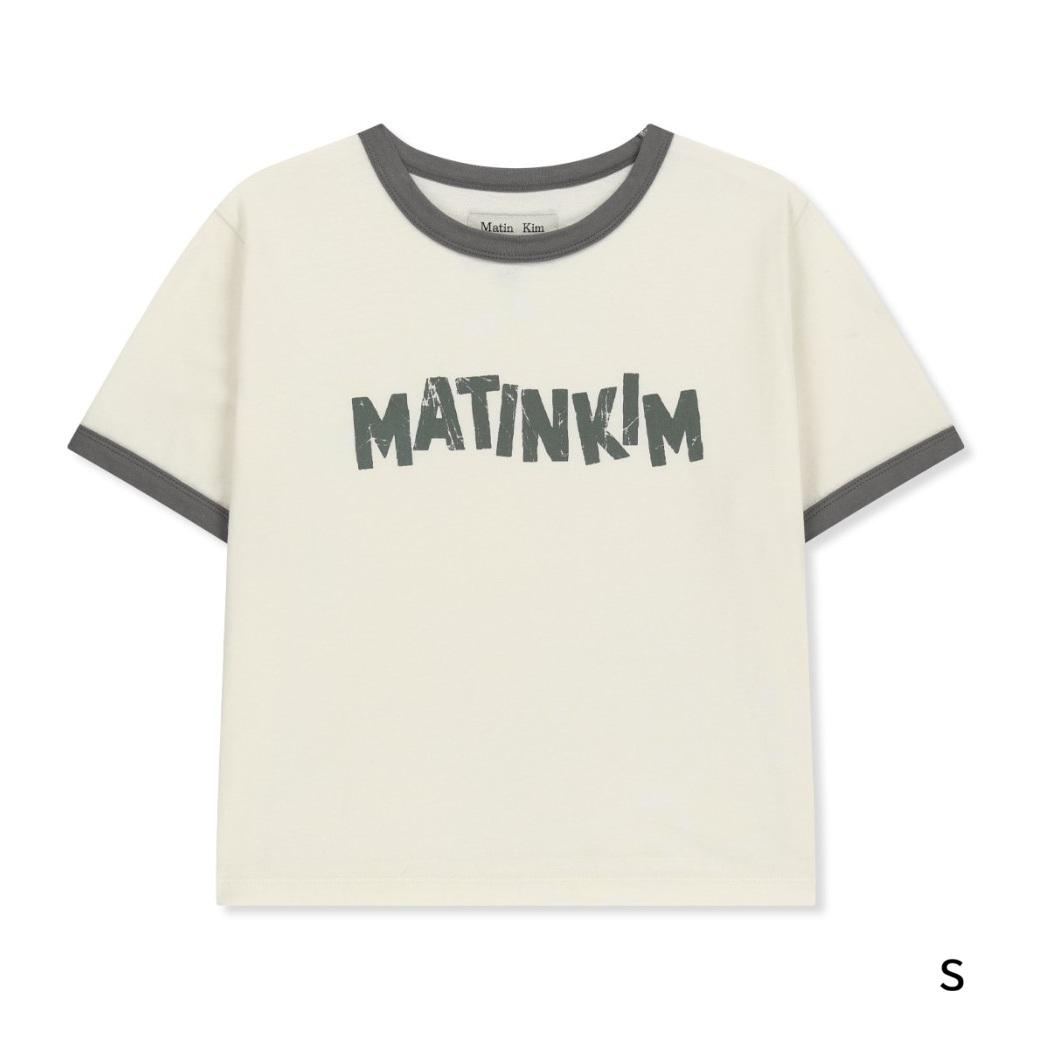 [NEW] Matin Kim MATIN LOGO RINGER CROP TOP - Cream / White / Navy Aesthetic CREAM(S)