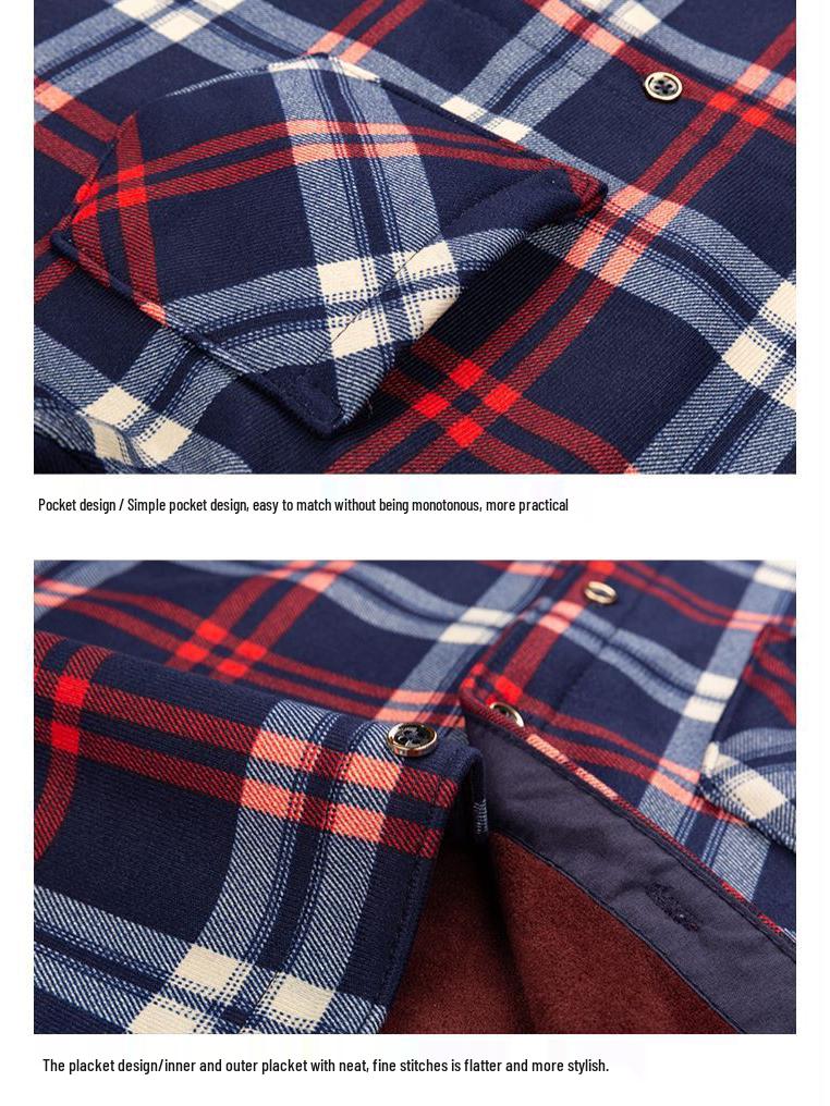 Men's Fleece-Lined Plaid Long-Sleeve Shirt