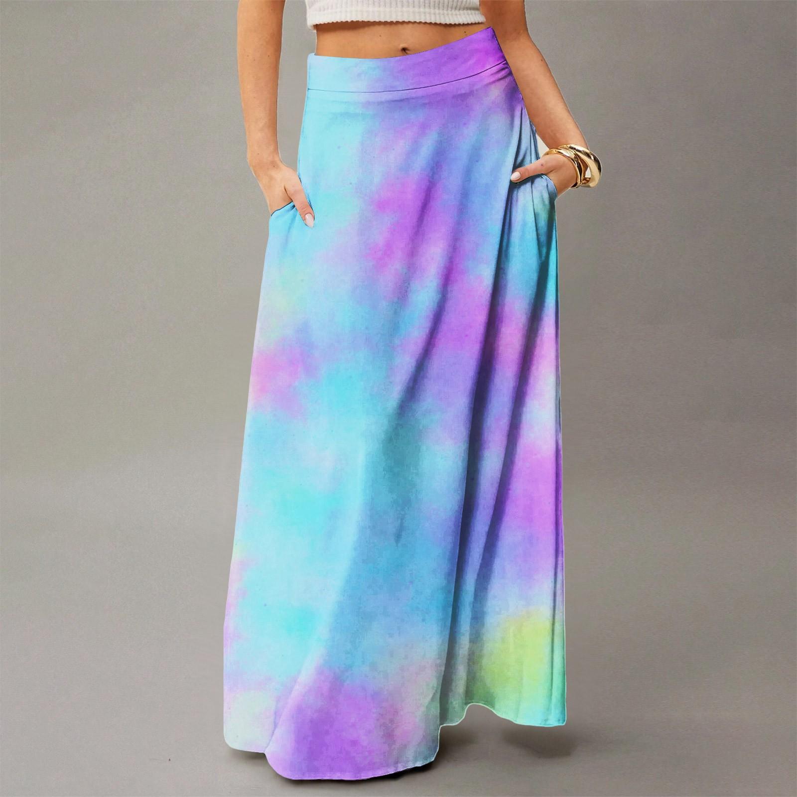 

Женское струящееся платье макси, обычная повседневная летняя юбка в стиле бохо XXL синий