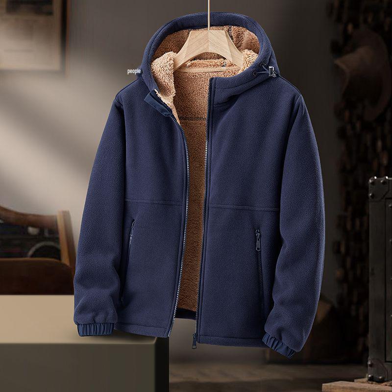 Men's Fleece Jacket: New Autumn/Winter Thickened Polar Fleece Coat, Warm Lamb Wool Casual Sweatshirt