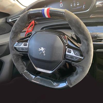 Für Peugeot e-208 508 208 3008 4008 5008 2016- Handgenähtes Wildleder Carbonfaser rutschfestes Auto Lenkradbezug