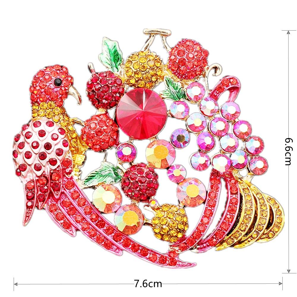 SKEDS Broches de luxe pour femmes, ornées de strass, représentant des oiseaux et des fruits. Bijoux fantaisie brillants, parfaits pour décorer une boutique ou comme cadeau.