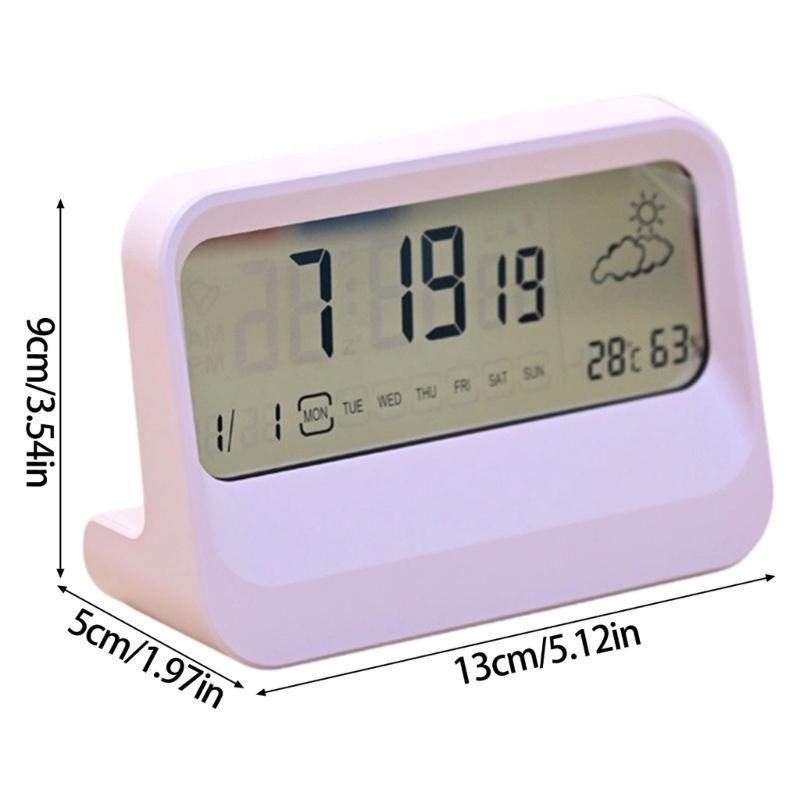 Digital Alarm Clock with Temperature Weather Desk Clock Day of Week Alarm Clocks for Bedroom Living Room Office Bedside
