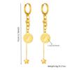 DIEYURO 316L Stainless Steel Golden Round Portrait Coin Tassels Star Earring For Women Fashion New Trend Ear Buckle Jewelry Gift