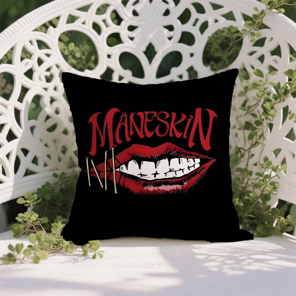 

M-ManeskinS Band Pillow Case Anti-dustmite Pillowcase Invisible Zipper Silky Short Plush Sofa Cushion Cover 12x12Inch