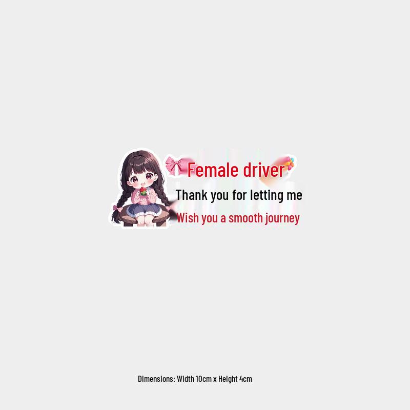 Thank You Female Driver  Rear Windshield Sticker - Safe Journey Wishes