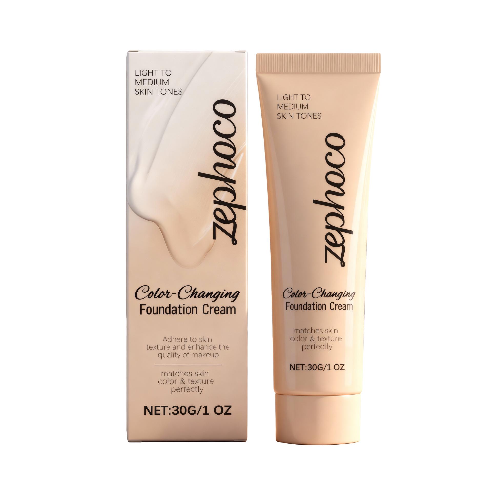 Zephoco Lightweight Color-Changing Foundation: Long-lasting, Non-Sticky, Fresh Dewy Finish.