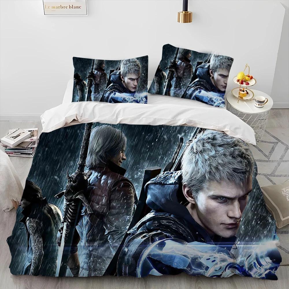 D-Devil May Cry Dmc Game Gamer Comforter Bedding SetDuvet Cover Bed Set Quilt Cover PillowcaseKing Queen Size Bedding Set Kids