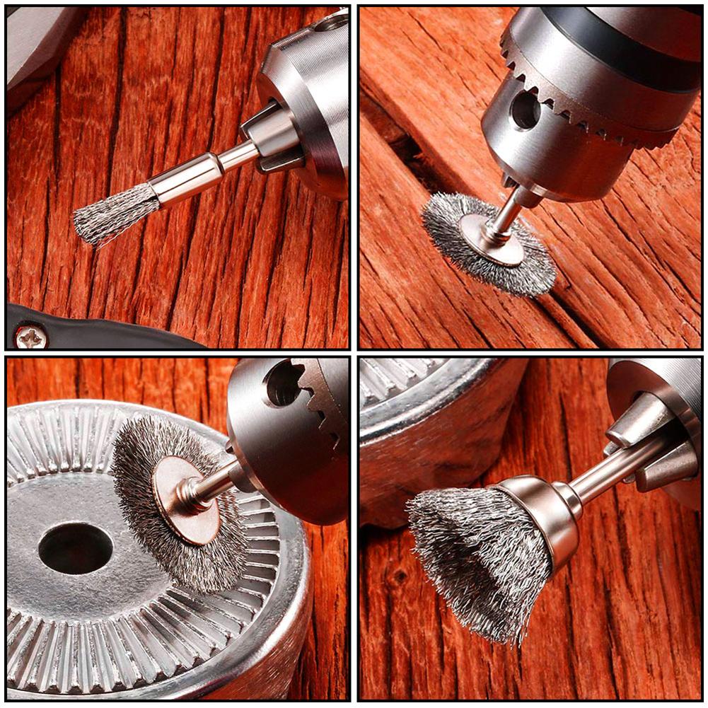 15/45/60pcs Wire Wheel Cup Brush Set Crimped Stainless Steel Die Grinder Rotary Electric Tool For Drill The Engraver Dropship