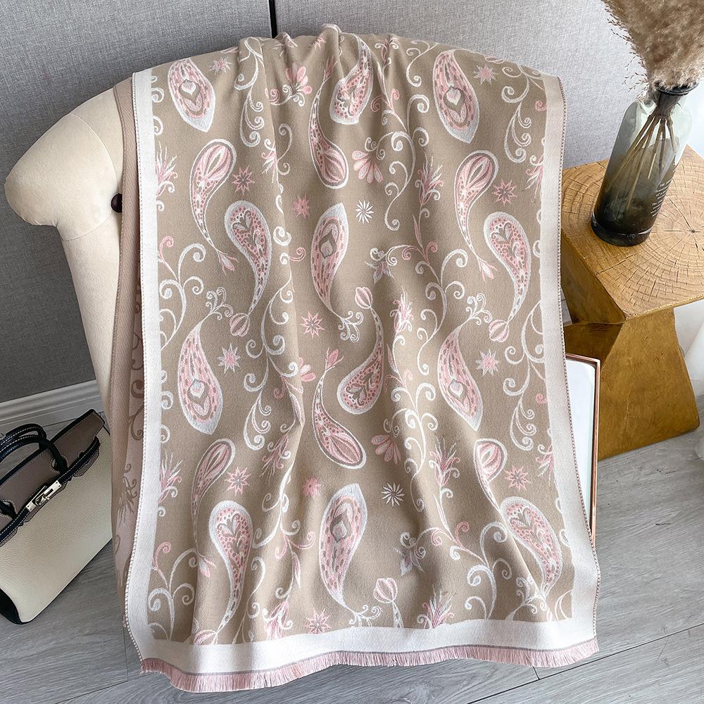 Scarf Women'S Versatile Long Scarf Imitation Cashmere Cashew Flower Shawl Women'S Scarf