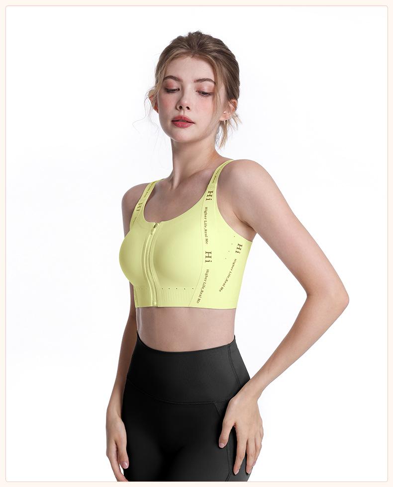 Front Zip Seamless High-Impact Fixed-Cup Sports Bra for Yoga and Fitness