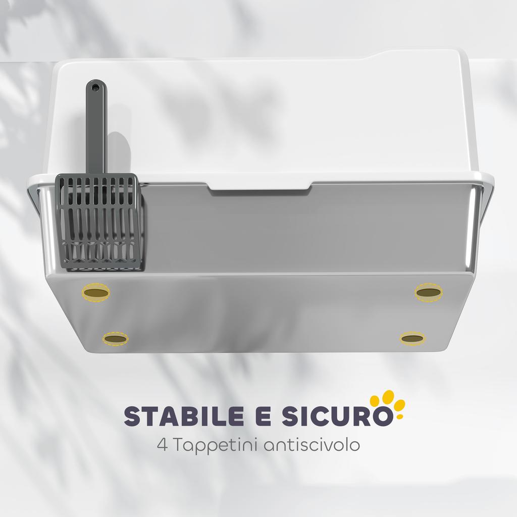 Cat Litter Box Waterproof with Raised Walls, Tray and Scoop, in ABS, 71x50.8x35.5 cm, White