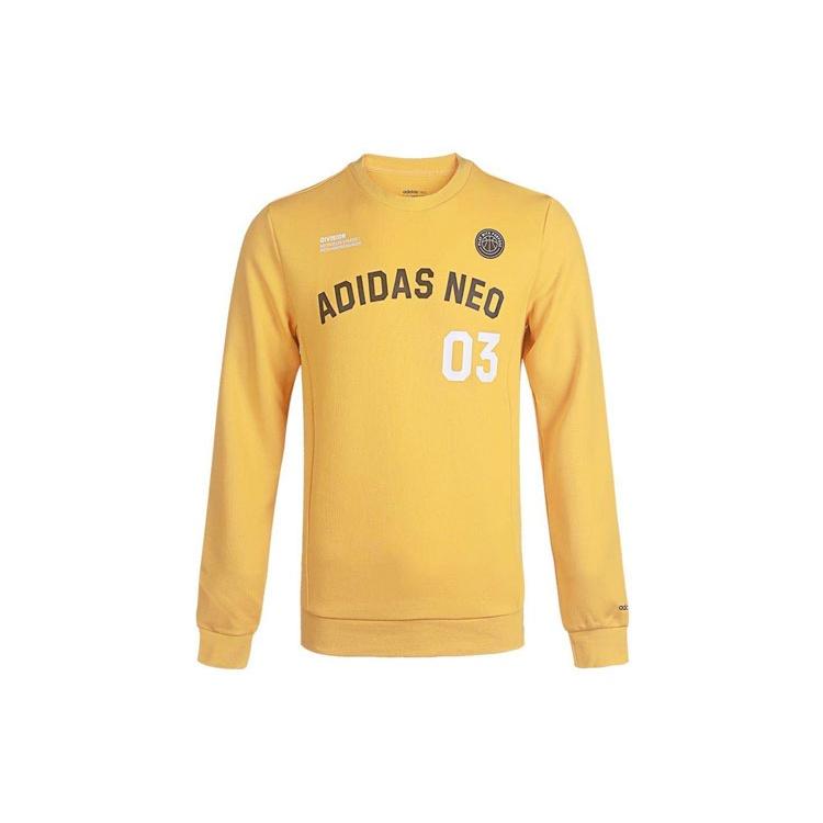 adidas neo M Cs Vrsty Sw Logo Printing Knit Sports Round Neck Pullover Yellow Men s GJ8949 L