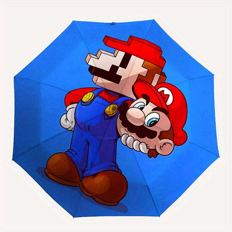 

1PC Mario Pixel Art Automatic Open/Close Exquisite Umbrella - Compact Travel Umbrella, 8-Rib Heavy-Duty Construction, Ideal Gift a0828128
