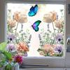 Frische Blumen Schmetterling Fensteraufkleber für Heimdekoration Selbstklebend Wasserdicht Abnehmbar Glas Wandkunst für Schlafzimmer Wohnzimmer