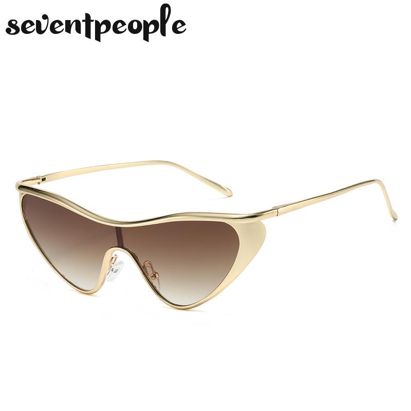 Y2K Punk Sexy Cat Eye Shield Sunglasses Women  Luxury Brand Vintage One-Piece Sun Glasses For Ladies Fashion Goggle Shades