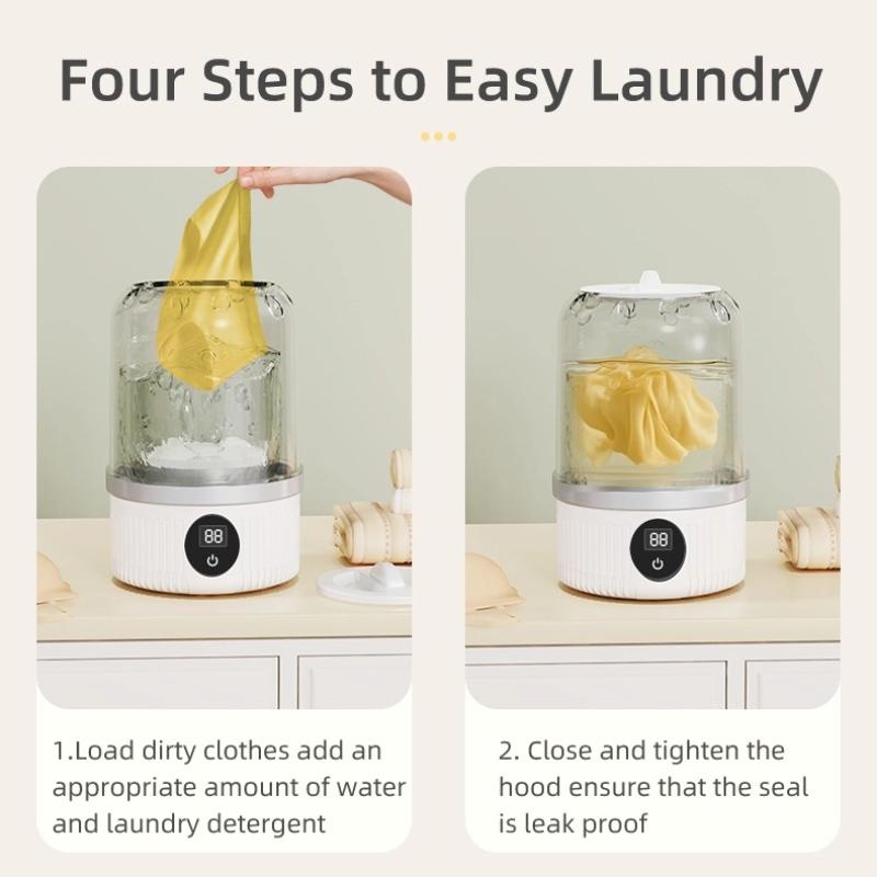 Mini Pralka ze Sterylizacją Niebieskim Światłem do Bielizny i Skarpet, Bezprzewodowa W Pełni Automatyczna Ładowana Pralka Kubek