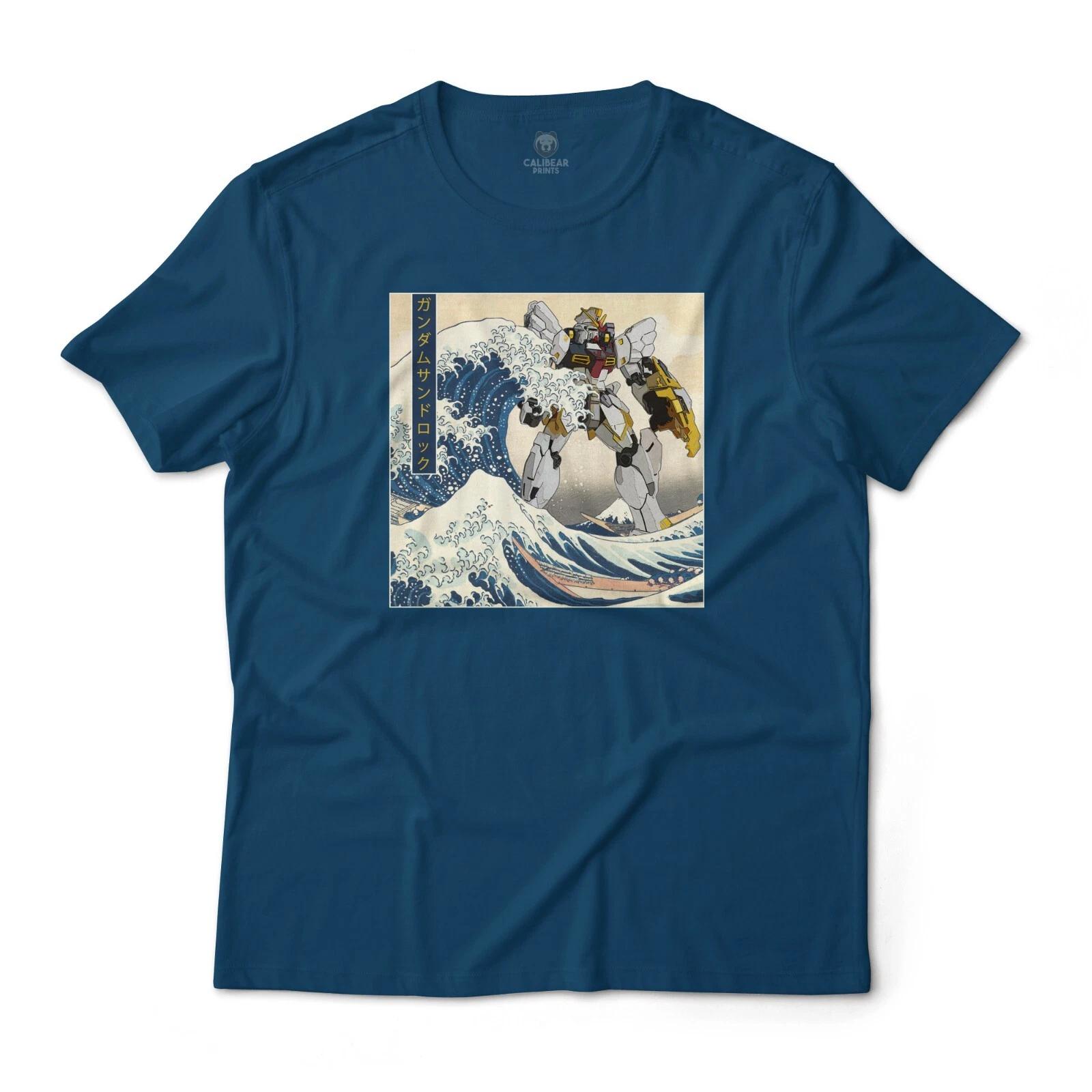XXXG-0SR Gundam Sandrock in the Great Wave off Kanagawa Anime Graphic Art Tee S