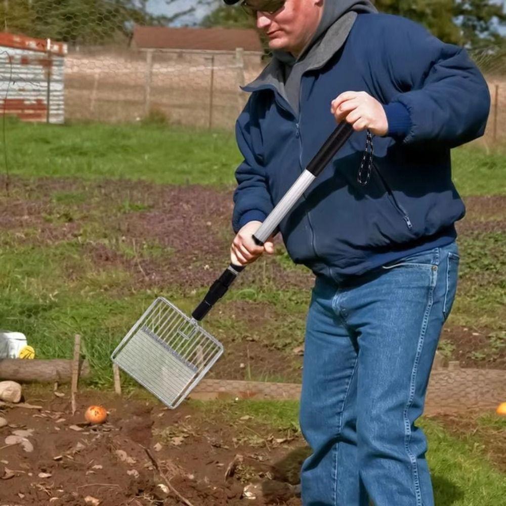 Telescopic Handle Chicken Coop Rake 3-Section Poop Sifting Shovel Cat Litter Scoop  Garden