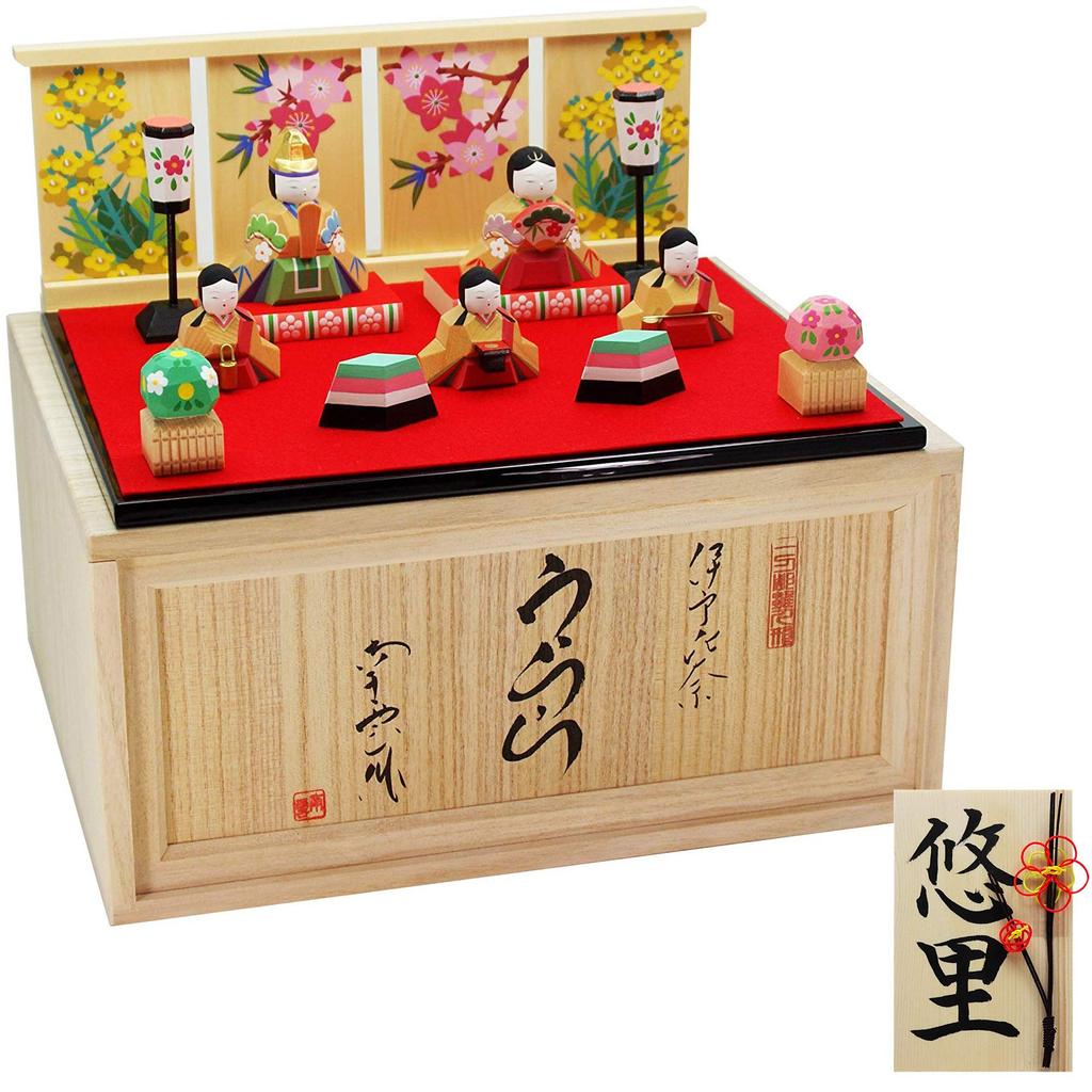 Osaka Choseido Hina Compact Wooden Itto Two 5 Tier Name Wooden Tag Bonus Included Made In Hina Urara Five Person Ornament Doll, Mini, Carving, Tiers,