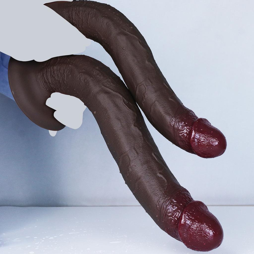 Coffee Black Extra Long Snake Shape Silicone Dildo, Dual Density Soft Skin Feel, Flexible Curved Design, 3 Sizes, Up To 35cm, Discreet Packaging