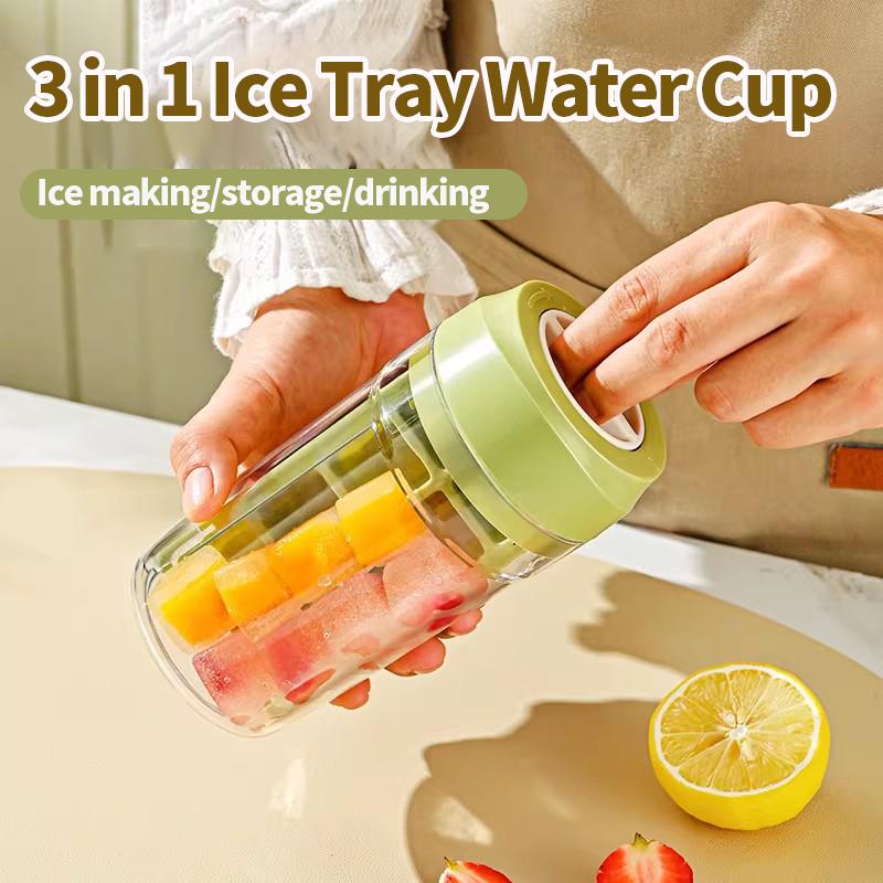 2-In-1 Ice Cube Water Bottle Portable Ice Maker Kettle Whiskey Ice Cream Ice Mold Cooler Cup Outdoor Fitness Drink Tool