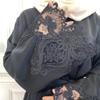 Middle Eastern Muslim Women's Solid Color Floral Lace Zippered Dress