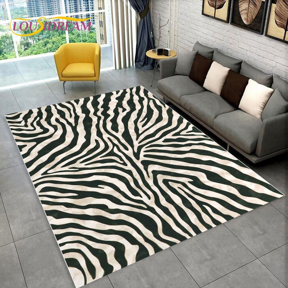 3D Colorful Zebra Pattern Area Rug,Carpet Rug for Living Room Bedroom Sofa Office Doormat Decoration, Kids Non-slip Floor Mat