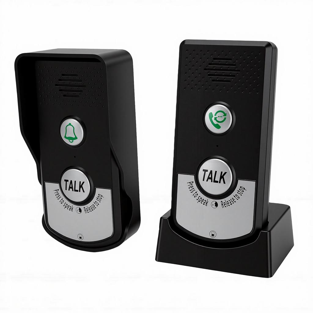 Wireless Doorbell Rechargeable Battery Operated 3280.8ft Range 2 Way Voice Intercom Doorbell for Home Hospital Black