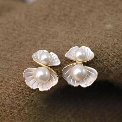 Cercei Stud Delicate cu Perle de Scoică Elegante Modă Femeiască Stil Nou Minimalist de Lux Bijuterii Geometrice pentru Urechi Fete Stil Dulce