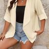 Plus Size Textured Lapel Cardigan Jacket with Folded Cuffs