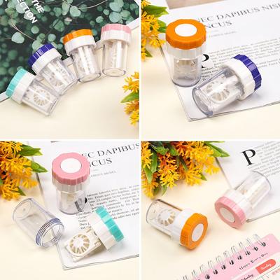 Rotatable  Portable Plastic Candy Color Contact Lens Case Travel Glasses Holder Soaking Box