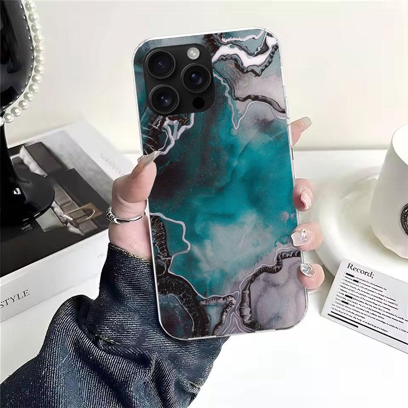 Fashion Geometric Marble Soft Phone Case For IPhone 11 17 Air 16E 16 Pro Max 15 + 14 Plus 13 Mini 12 Apple 7 SE 8 Fundas Coque 1