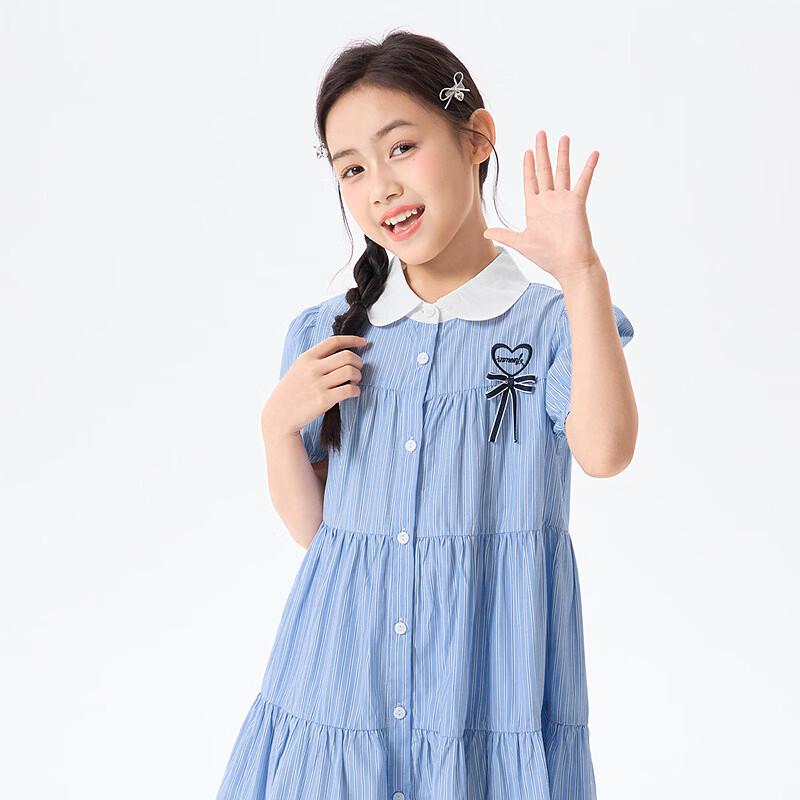 Girls' Summer Academy Style Puff Sleeve Dress