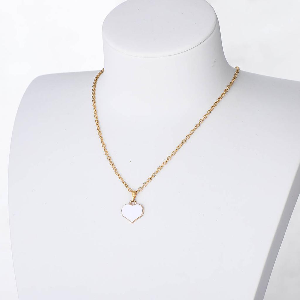 Card Necklace Color Glazed Love Peach Heart Pendant Alloy Clavicle Chain